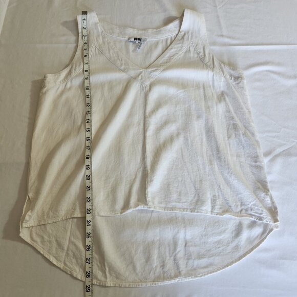 DKNY Pure Women Size L Ivory Linen Blend V-Neck Sleeveless Tank Top Breathable - Picture 11 of 13